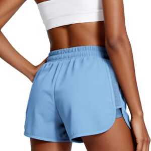 Womens Running Shorts with Liner Womens 2 in 1 Athletic Shorts Quick Dry Shorts with Pockets for Walking Gym Hiking