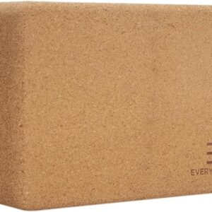 Everyday Yoga Premium Cork Block – Natural Cork, Improve Strength, Flexibility with Soft Brick Workout Handstand, (Single)