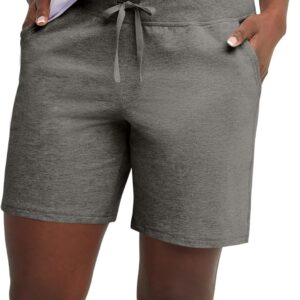 Hanes Women’s Jersey Pocket Shorts, Drawstring Cotton Jersey Shorts, 7″ Inseam