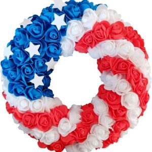 250th Anniversary Patriotic Wreath, Memorial Wreath 3D Eagle Wreath Front Door, Red White and Blue Wreath All Weather Farmhouse, Yard Garden Outdoor Holiday Decoration (F)