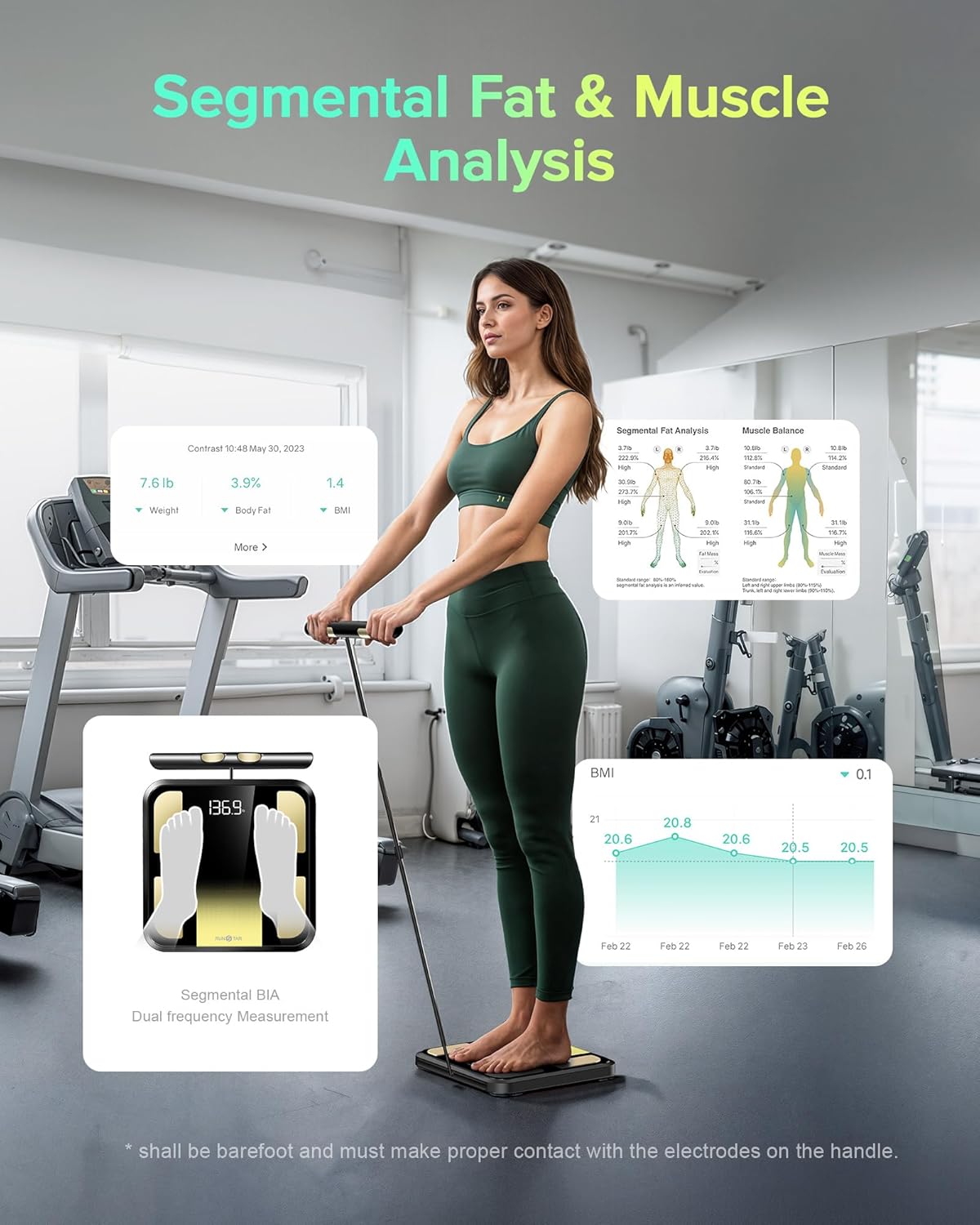 RunStar Smart Scale for Body Weight, Full-Body Bathroom Scale with 8 Electrodes for BMI, Muscle Mass, 3-Metric Display, High-Accuracy Body Composition Monitor with 28 Metrics & App Connectivity - Image 5