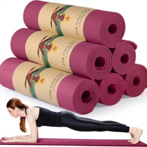 Timgle 6 Pcs 10mm Thick Yoga Mat Bulk, 68 x 24 Inches, Anti-slip Tear-resistant Exercise Mat Adult Kids Gym Mats for Fitness, Stretching, Workout and Studio, Outdoor Yoga, Pilates