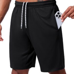 Men’s Athletic Shorts 9 Inch Inseam – Quick Dry Mesh Basketball Shorts Men, Lightweight Mens Gym Running Shorts