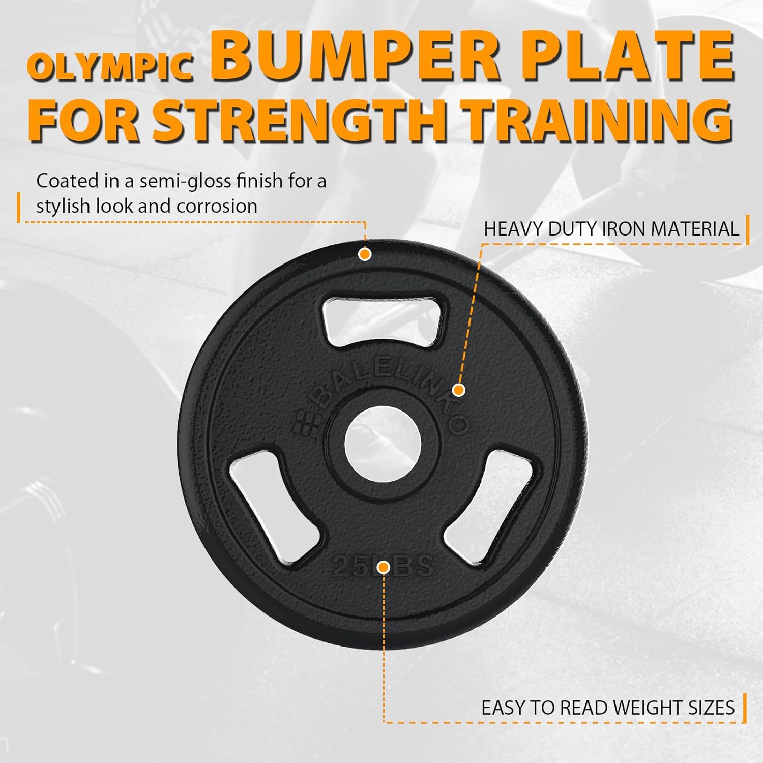 Balelinko Cast Iron 2-Inch Olympic Grip Plate Weight Plate for Strength Training, Weightlifting and Crossfit - Image 4