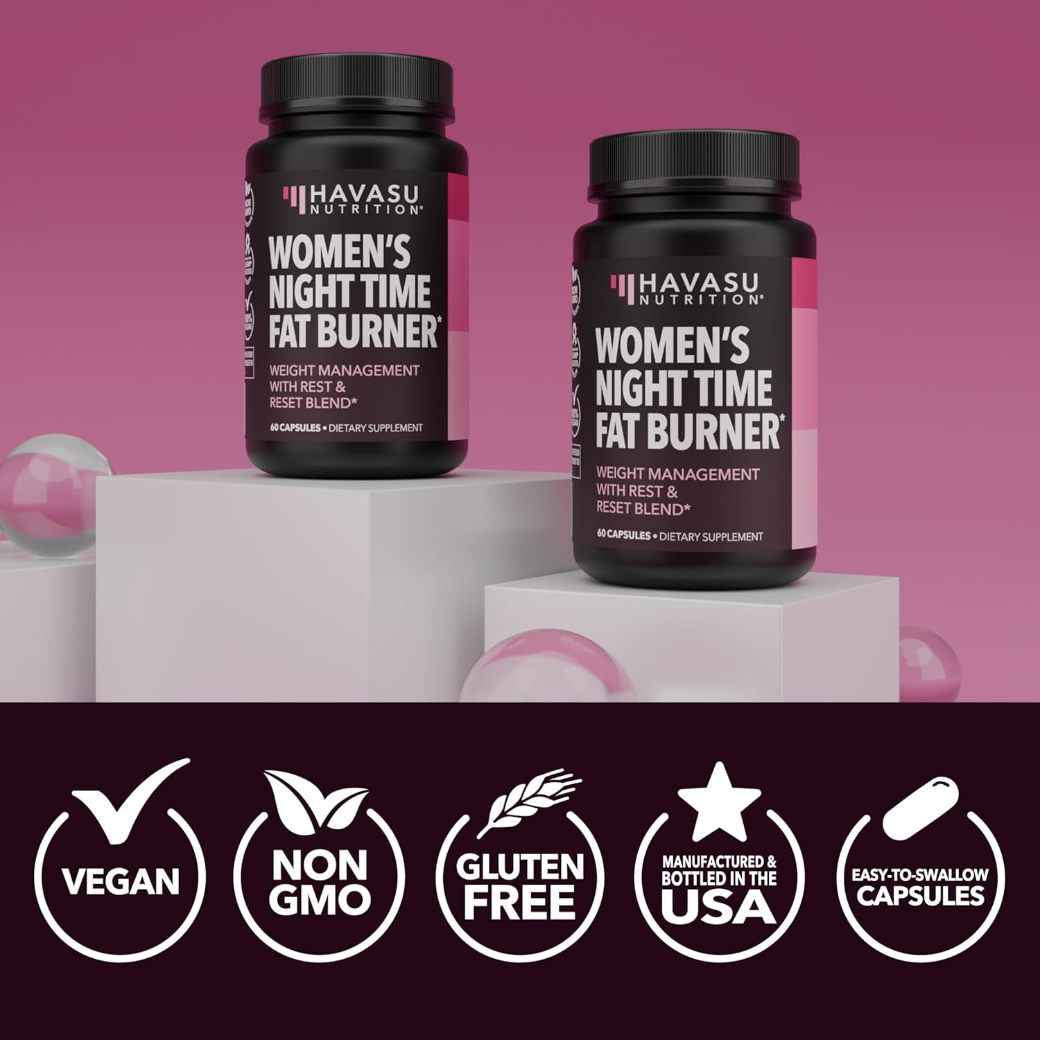 Night Time Fat Burner for Women - Appetite Suppressant for Weight Loss - 60 Count - Herbal Metabolism Booster with Melatonin for Sleep Support - Vegan, Non-GMO Capsules - 2 Month Supply - Image 8