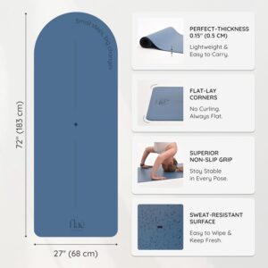 Arch-shaped Yoga Mat, Eco PU Rubber, Non-Slip Exercise Mat for Yoga, Pilates, Home Workout & Stretching with Carry/Stretch Strap & Motivational Design