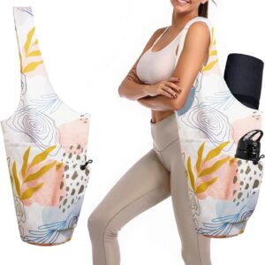 Yoga Mat Bag Carrier for Women Workout Large Waterproof with Zipper Pocket, Keychain and Wide Shoulder Straps