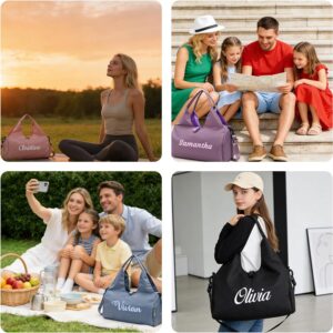Personalized Sport Gym Bags with Yoga Mat Compartment, Custom Embroidered Name Duffle Bag with Shoe Compartment, Cheerleading Gymnastics Dance Ballet Bag for Girls, Weekender Overnight for Women