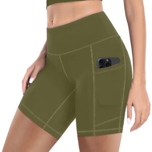 MIRITY High Waist Workout Biker Shorts with Pockets for Women – Buttery Soft Workout Yoga Shorts Pack of 1