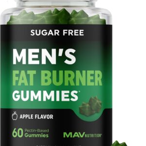 Men’s Fat Burner Gummies for Weight Loss | Green Tea, Green Coffee Bean, Garcinia Cambogia & Ketones | Belly Fat Burner for Men Weight Loss Gummies | Apple Flavored, Pectin-Based | 60 Gummies