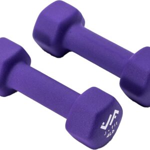JFIT Dumbbell Pairs or Sets – Neoprene & Vinyl Coated Hand Weights for Home Gym, Strength Training, Aerobics, Cardio Exercise and Fitness