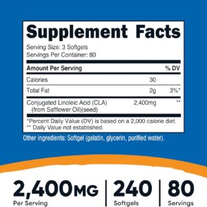 Nutricost CLA (Conjugated Linoleic Acid) 800mg, 240 Softgels
