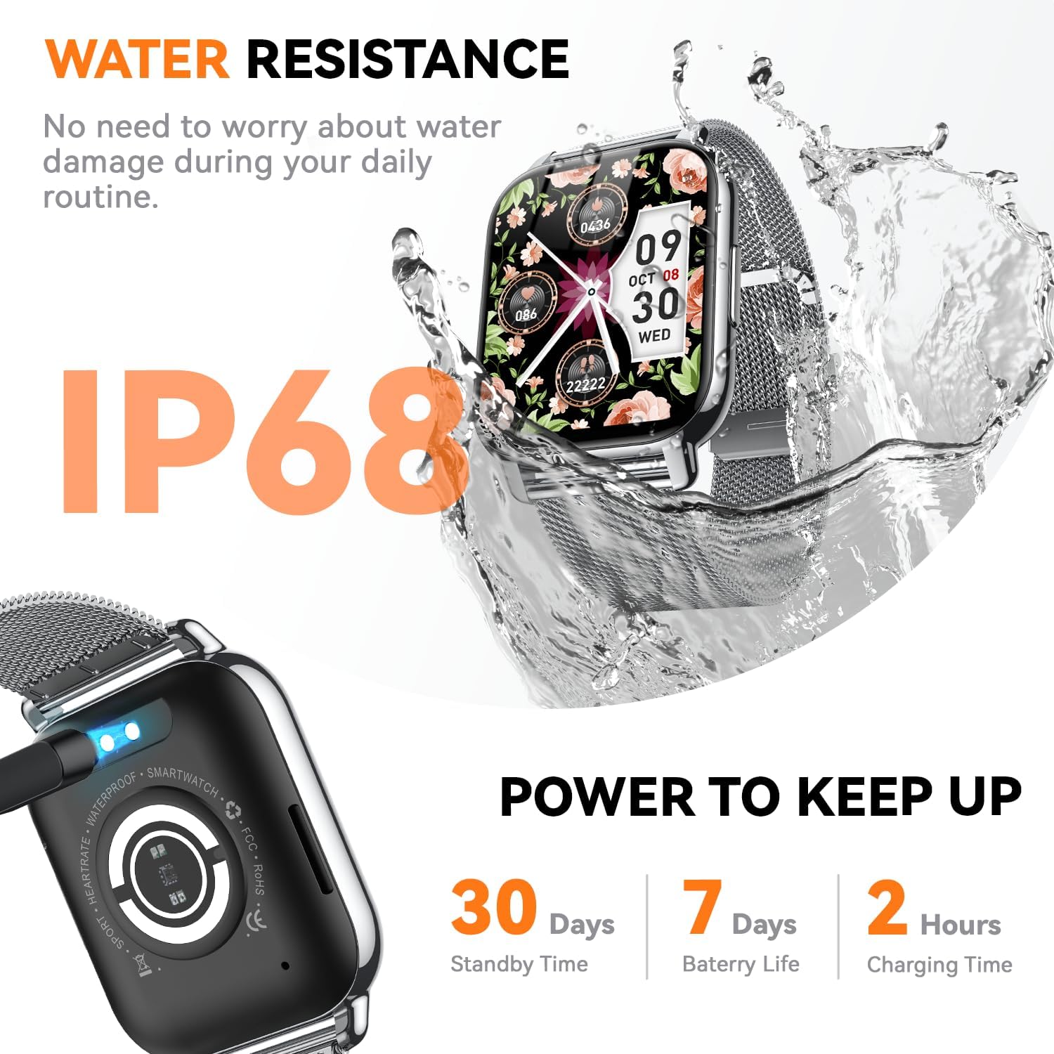 Smart Watch for Women(3 Bands), Smartwatch Fitness Tracker with Bluetooth Calls & AI Voice Control, 1.85’’ HD Screen, Heart Rate/SpO2 Monitor, Sleep Tracker, Compatible with Android iOS (Silver) - Image 6
