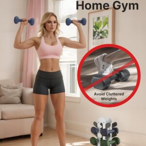 Compact Dumbbell Rack Stand – Space-Saving Weight Rack for Home Gym, Sturdy Weight Holder for Dumbbells, Small Weight Rack for Women’s Weights & Free Weight Storage (Dumbbells Not Included) (White, 3-Tier)