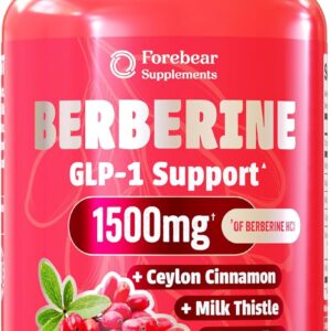 Berberine 1500mg GLP-1 Weight Loss Supplement Pills for Women & Men – Appetite Suppressant with Ceylon Cinnamon, Milk Thistle, Chromium Picolinate, Green Tea & Alpha Lipoic Acid – 90 Veggie Capsules