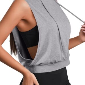 Remidoo Sleeveless Hoodies for Women Hooded Tank Workout Crop Top Open Side Athletic Gym Tops