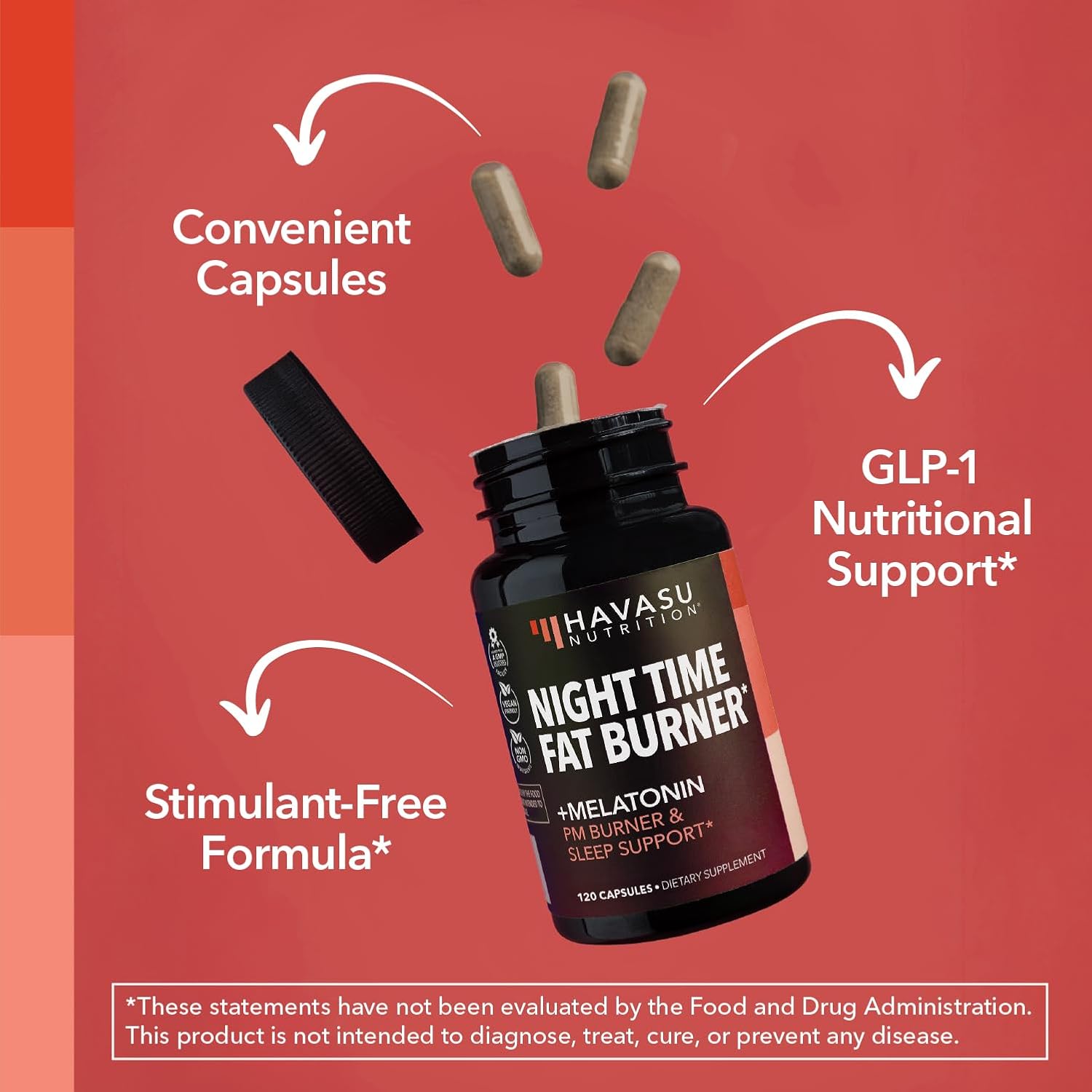 Night Time Fat Burner Metabolism Booster | Appetite Suppressant & Supplement to Support Weight Loss | 120 Weight Loss Supplement Pills for Men - Image 7
