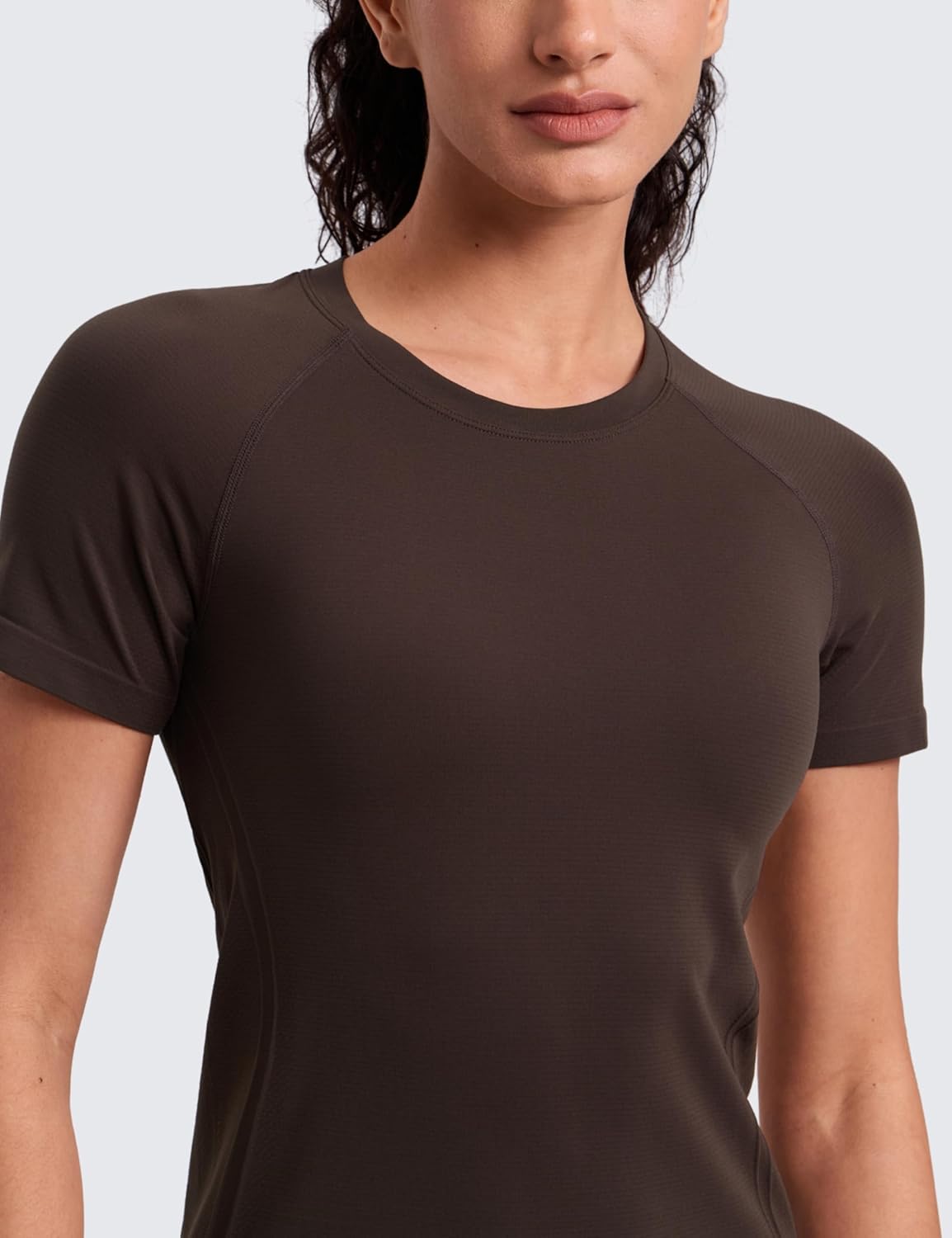 CRZ YOGA Seamless Workout Tops for Women Hip Length - Athletic Running Gym Yoga Short Sleeve Shirts Breathable Crewneck Tees - Image 3