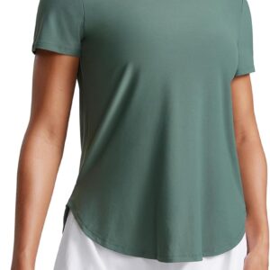 CRZ YOGA Cloudweight Workout Tops for Women Lightweight Athletic Short Sleeve Shirts Gym Running Side Slit T-Shirts