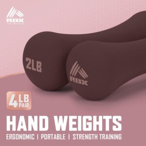 RBX 4LB Hand Weights (2LB each), Neoprene Hand Weights for Home Workouts, Cardio & Strength Training, Home Gym Equipment