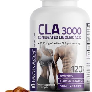 Bronson CLA 3000 Extra High Potency Supports Healthy Weight Management Lean Muscle Mass Non-Stimulating Conjugated Linoleic Acid 120 Softgels