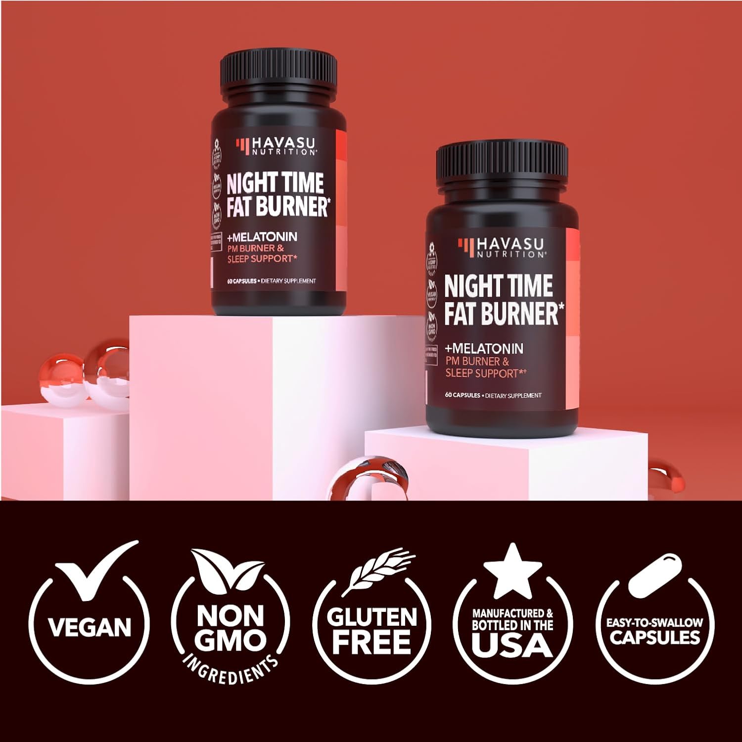 Night Time Fat Burner Capsules for Men and Women - Appetite Suppressant for Weight Loss with White Kidney Bean - 60 Count - Metabolism Booster with Melatonin for Sleep Support - 2-Month Supply - Image 8