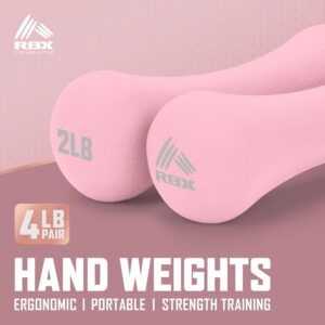 RBX 4LB Hand Weights (2LB each), Neoprene Hand Weights for Home Workouts, Cardio & Strength Training, Home Gym Equipment