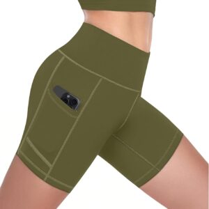 MIRITY High Waist Workout Biker Shorts with Pockets for Women – Buttery Soft Workout Yoga Shorts Pack of 1