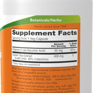 NOW Foods Supplements, Green Tea Extract 400 mg with Vitamin C for Dietary, Cellular Protection*, 250 Veg Capsules