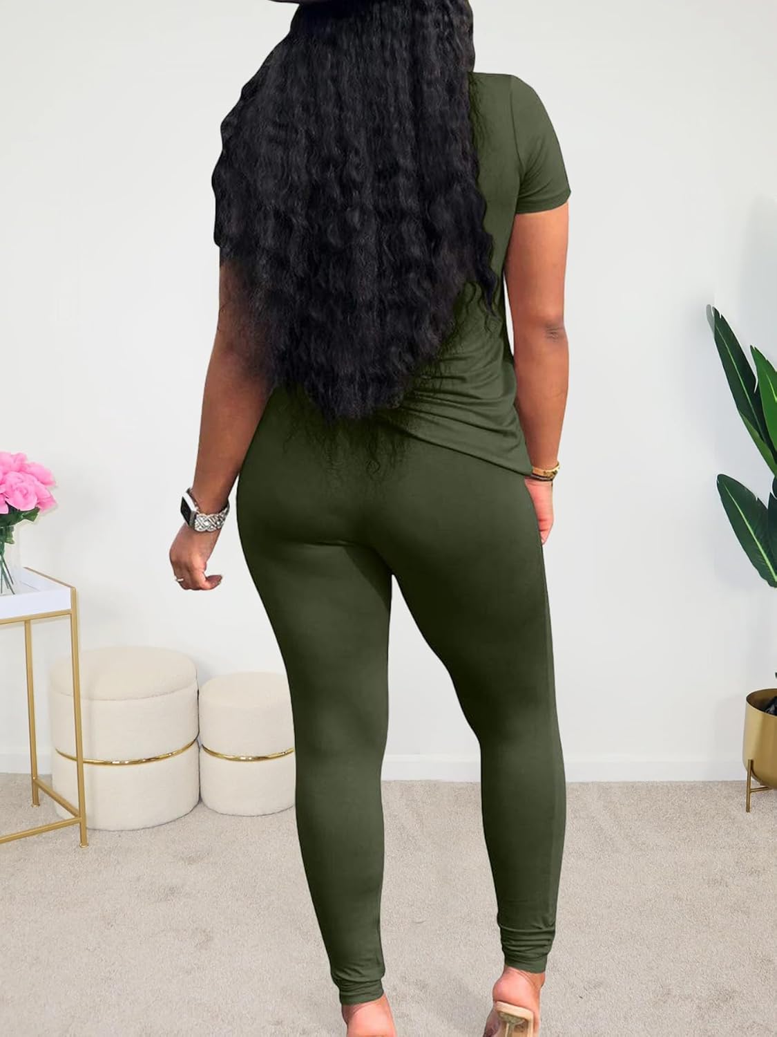 Lounge Sets for Women 2 Piece Summer Casual Jogger Workout Outfits Short Tops Long Pant Sweat suit leggings set - Image 4