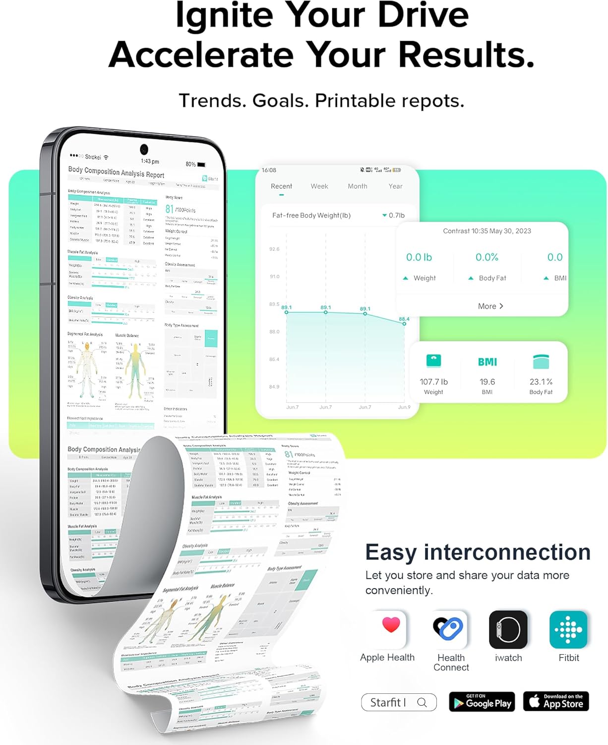 RunStar Smart Scale for Body Weight, Full-Body Bathroom Scale with 8 Electrodes for BMI, Muscle Mass, 3-Metric Display, High-Accuracy Body Composition Monitor with 28 Metrics & App Connectivity - Image 6