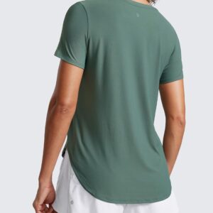 CRZ YOGA Cloudweight Workout Tops for Women Lightweight Athletic Short Sleeve Shirts Gym Running Side Slit T-Shirts