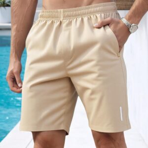Men’s Casual Shorts Elastic Waist with Pockets for Gym Running Sports