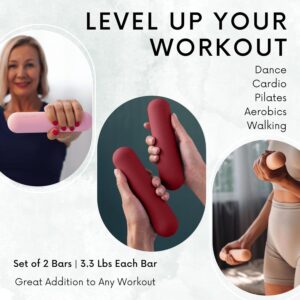 Polyfit Dumbbell Weight Bars for Women – 3.3 LB Each | 6.5 LB Pair – Dumbbell Set for Walking, Yoga, Dance, Barre, Pilates, Cardio, Aerobics