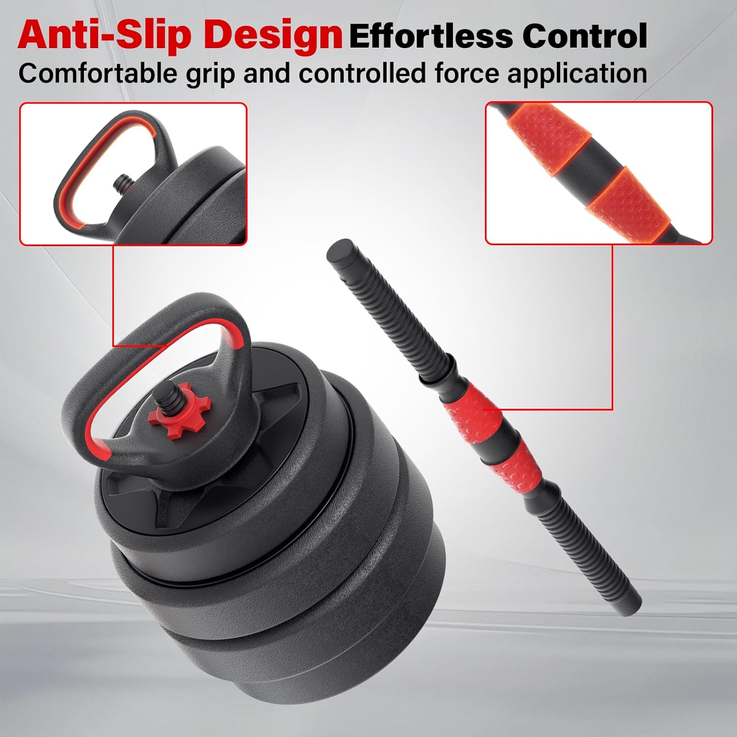 Adjustable Dumbbells, 22/33/44/66/88LBS Free Weight Set with Connector, 4 in 1 Weight Set Used as Kettlebells, Barbell, Push up Stand, Fitness Exercises for Home Gym Suitable Men/Women - Image 5