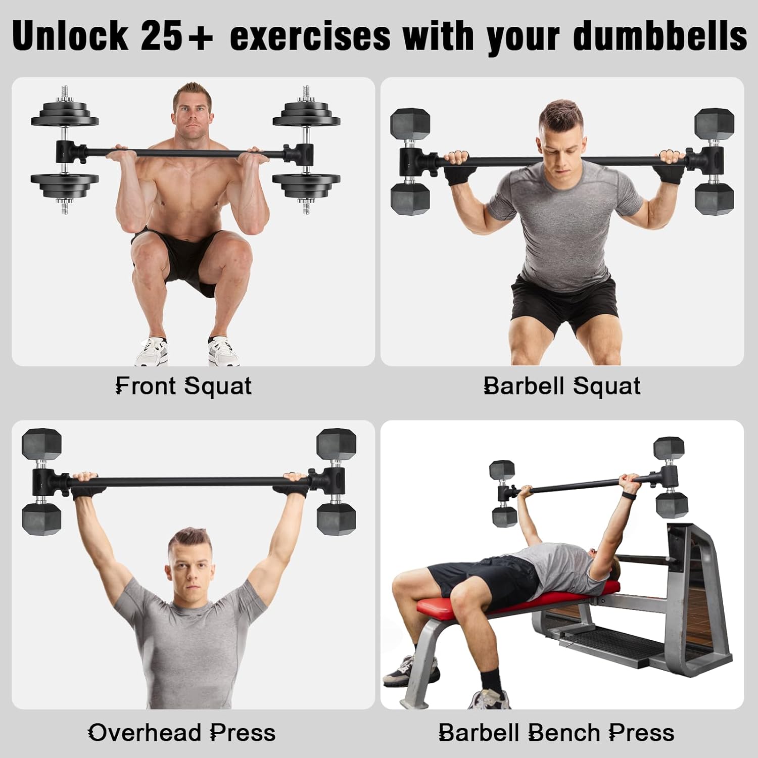 Upgraded Dumbbell Barbell Converter Bar - Transform Dumbbells into Barbell, Adjustable Weights, Up to 200 lbs, Suitable for Home Gym Fitness - Image 6