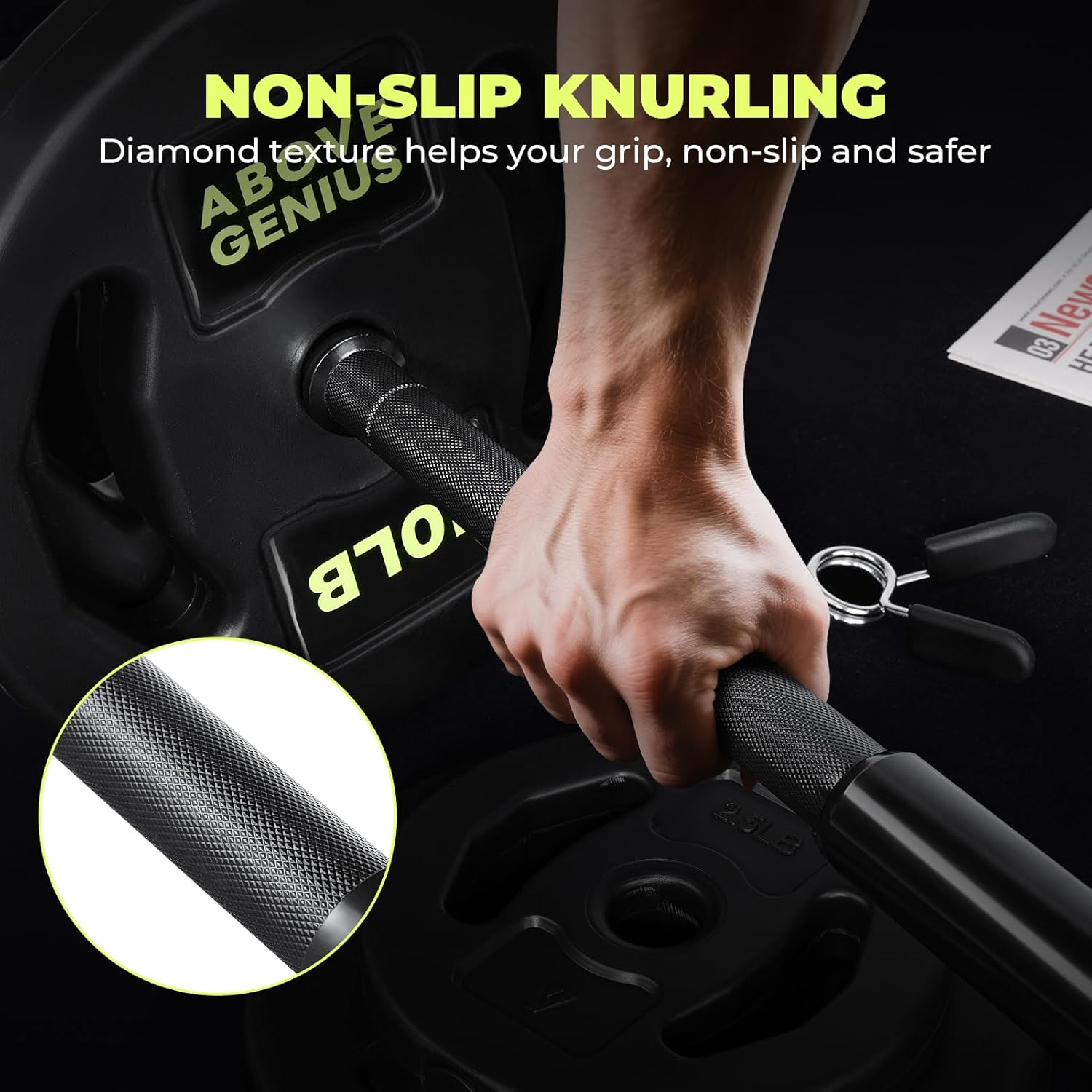 AboveGenius Barbell Weight Set, 45 LB Adjustable Free Weights Bar Set for Home Gym Strength Training, Full Body Workout, Muscle Building, Home Fitness Weight Lifting Equipment - Image 2