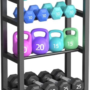 4 Tier Dumbbell Rack,Adjustable Weight Rack for Home Gym,Heavy Duty Weight Stand,800LBS Capacity Kettlebells Storage,Workout Equipment Organizer (Rack Only)