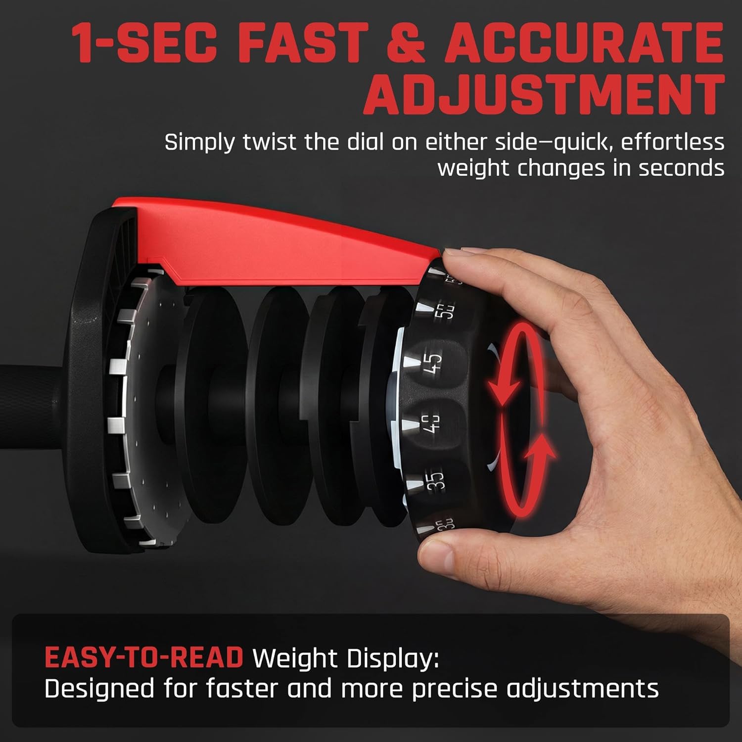 Yaheetech Adjustable Dumbbell Set 28/40/52.5/90LBS Adjustable Dumbbells Fast Adjust Dumbbell Weight Set with Anti-Slip Handle and Tray for Men/Women Home Gym Strength Training Equipment Single/Pair - Image 4