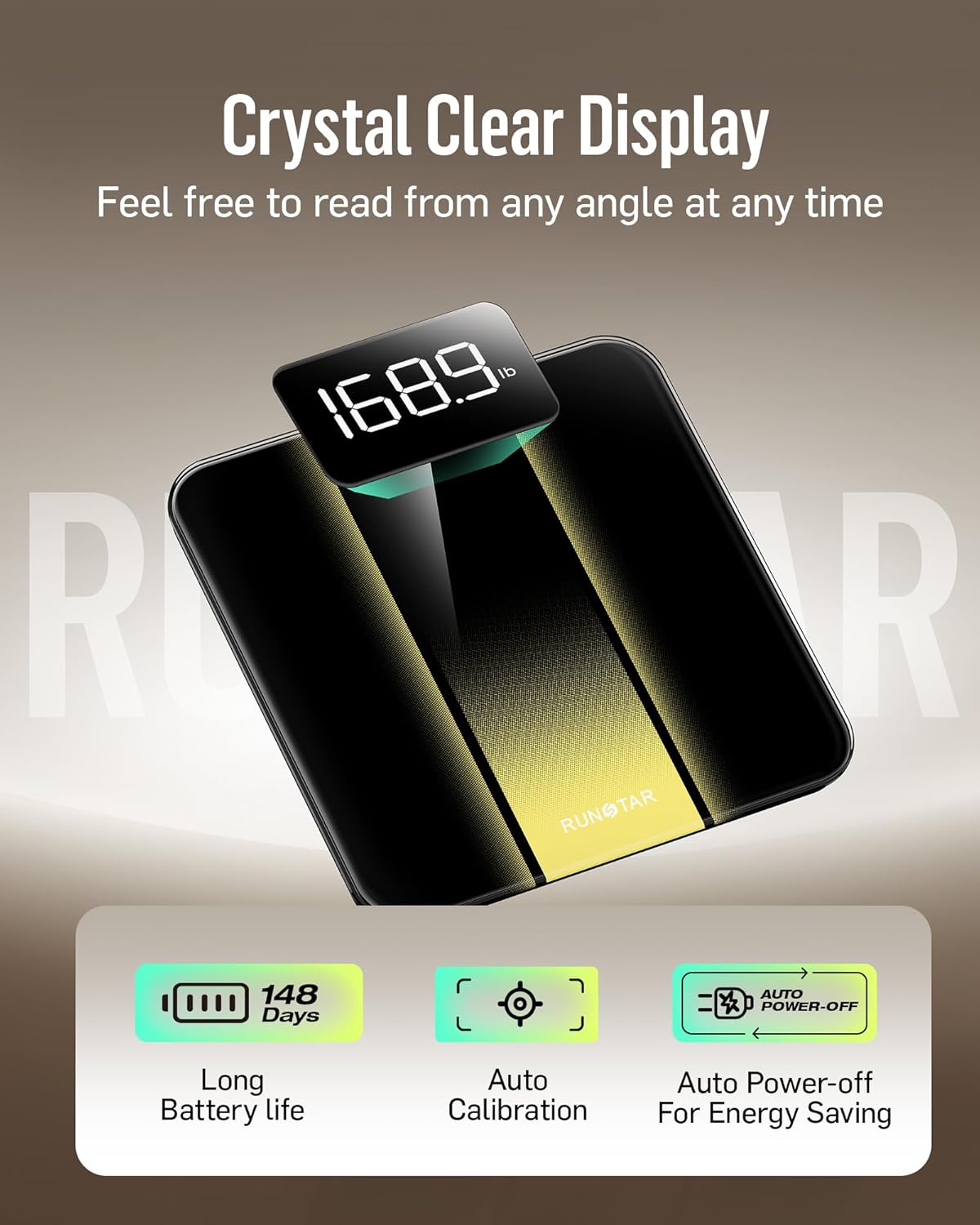 RunStar Digital Bathroom Scale for Body Weight with High Precision, Clear LED Backlight Display, Accurate Scale with 6mm Tempered Glass, 400lb - Image 4