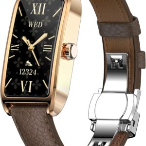 Fitness Tracker for Women Ladies Fitness Watch Dressy Leather Strap Alloy Case Luxury Fashion Heart Rate Monitor Sleep Tracker Pedometer Step Counter Waterproof Elegant Smart Watches for Womens