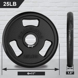 Balelinko Cast Iron 2-Inch Olympic Grip Plate Weight Plate for Strength Training, Weightlifting and Crossfit