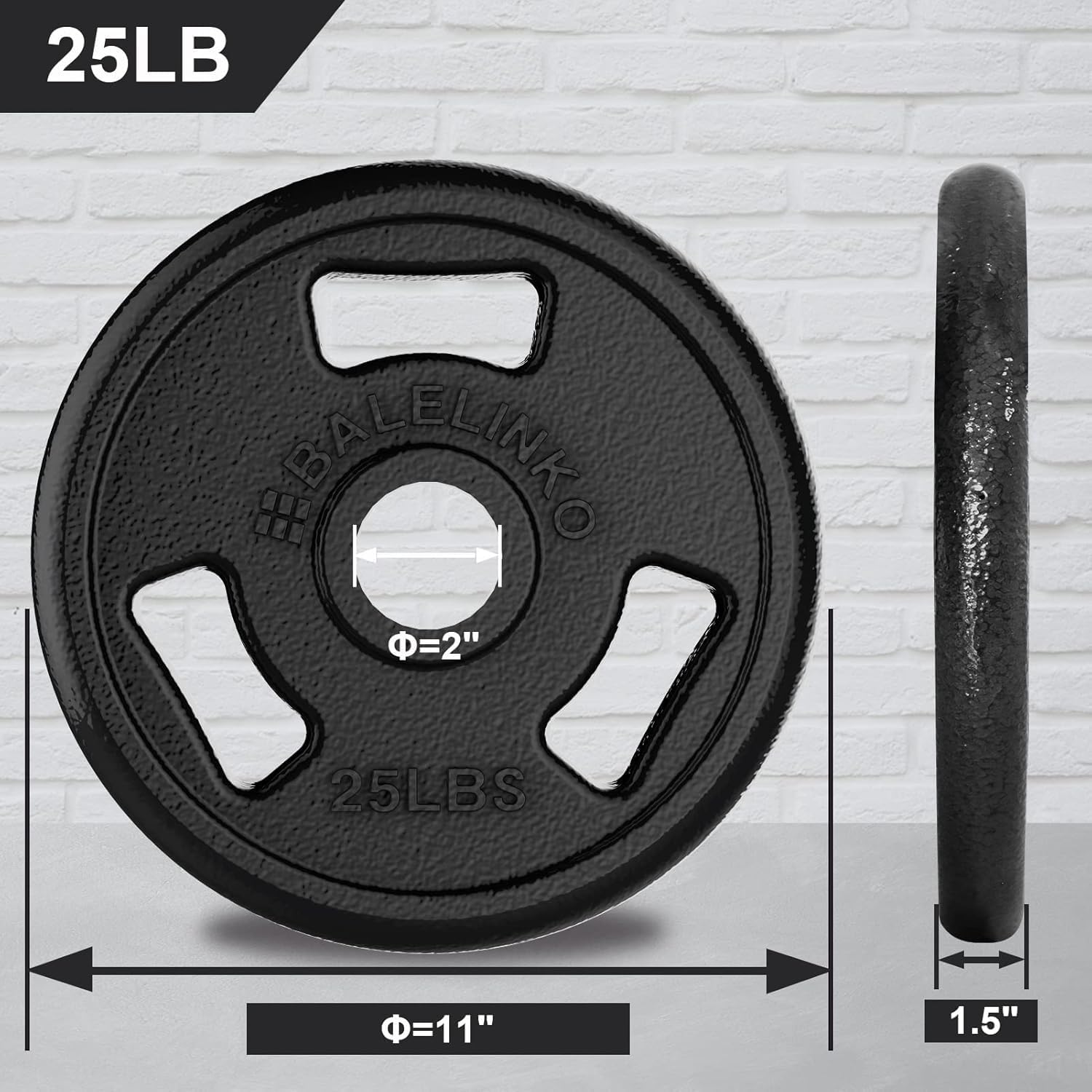 Balelinko Cast Iron 2-Inch Olympic Grip Plate Weight Plate for Strength Training, Weightlifting and Crossfit - Image 2