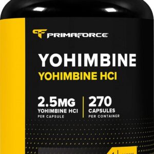 PrimaForce Yohimbine HCl 2.5mg, 270 Capsules – Premium Supplement, Boosts Performance, Zero Fillers, Non-GMO and Gluten Free