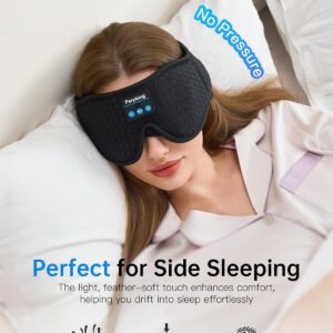 Perytong Sleep Mask with Bluetooth 5.4 Headphones, Wireless Sleep Eye Mask for Side Sleepers, 3D Contoured Comfort & Built-in HD Stereo Earphones, Blackout for Travel (Carbon Black)
