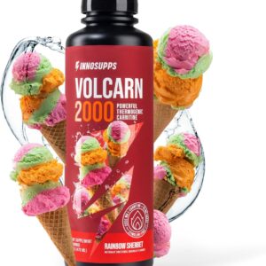 InnoSupps Volcarn 2000 – L-CARNITINE Advanced Energy Liquid | ATP Enhancer with GBEEC | Boosts Energy, Enhances Focus, Caffeine Free, No Artificial Sweeteners | 32 Servings (Rainbow Sherbet)