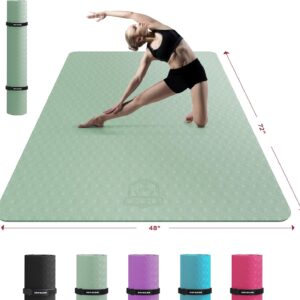 HAPBEAR Extra Large Yoga Mat – 72″x48″/78″x54″, 1/4″ & 1/3″ Thick, Non-Slip, Durable, Eco-Friendly, Wide Exercise Mat for Home Workouts, Yoga, Pilates, Stretching, Meditation (Barefoot Exercise)