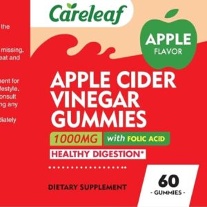 Apple Cider Vinegar Gummies, Metabolism Gummy with 1000mg AVC & Vitamin B6 Vitamin B12, ACV Gummies for Metabolism, Digestion, Detox, Gut & Immune Health, 60 Counts