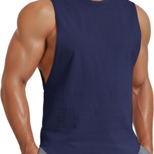 COOFANDY Mens Workout Tank Tops Cotton Cut Off Sleeveless Muscle Shirts Gym Athletic Running T Shirt