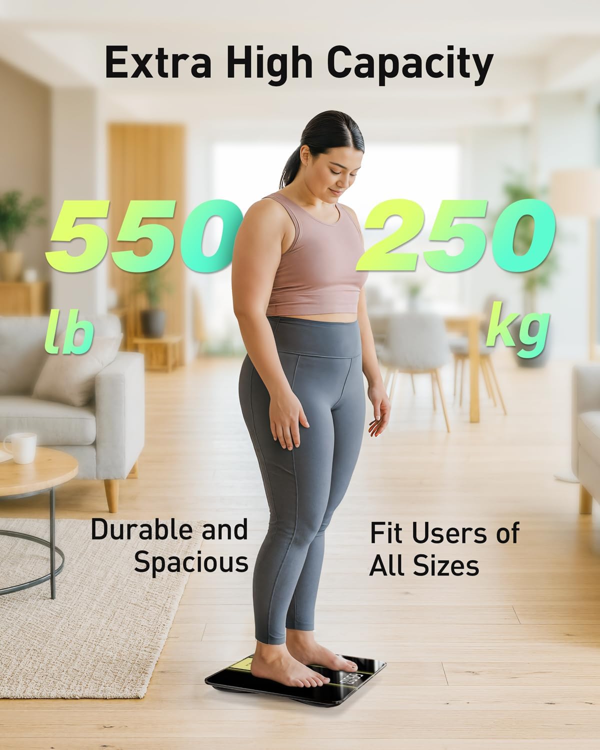 RunStar Scale for Body Weight 550lbs, 13-Inch Digital Bathroom Scale with Baby & Pet Mode, Extra-Large Bright LED Display, 8mm Tempered Glass for Accurate and Durable - Image 6